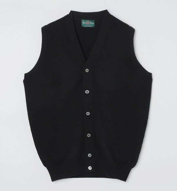 SHIPS「ALANPAINE:ジーロングウール 12ゲージ ニット ベスト」|ニット・セーター|ブラック