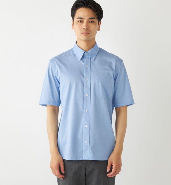 SHIPS Colors 「SHIPS Colors:〈洗濯機可能〉COOLMAX(R) カノコ ボタンダウン ショートスリーブ」|シャツ・ブラウス|