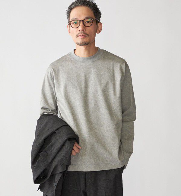 SHIPS「SHIPS: コットン ハイゲージ ポンチ ライト ロングスリーブ Tシャツ」|Tシャツ・カットソー|グレー系