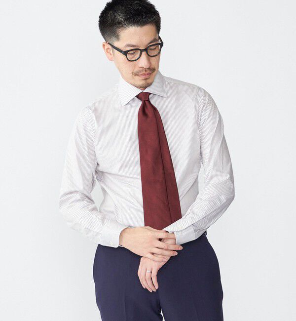 SHIPS「SHIPS: イージーアイロン ドビー ストライプ ワイドカラー シャツ」|シャツ・ブラウス|