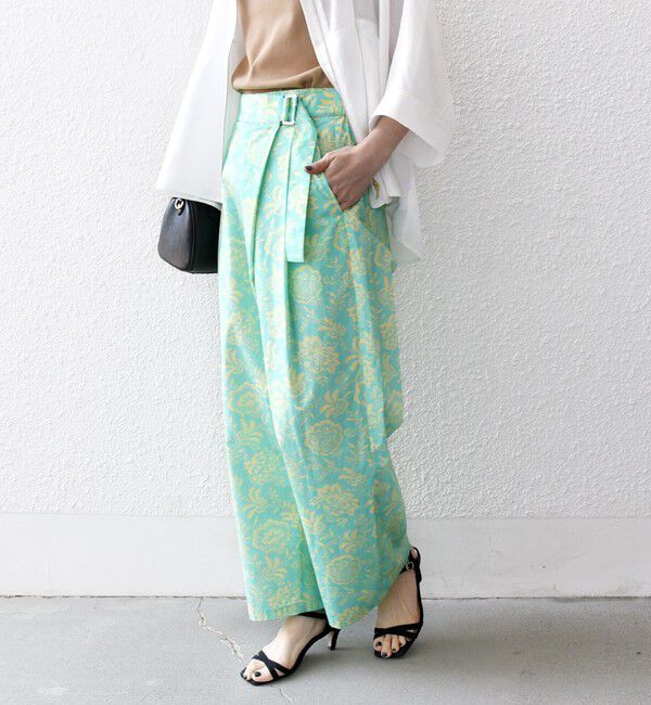 SHIPS any「SHIPS any:〈洗濯機可能〉Les Olivades ボタニカル プリント ベルト ラップ セミワイド パンツ」|その他|