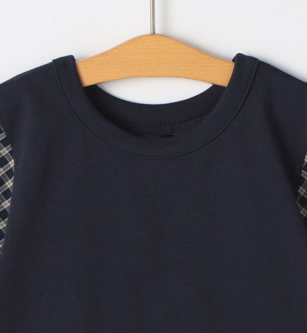 SHIPS KIDS「SHIPS KIDS:80～90cm / チェック 切替 半袖 TEE」|Tシャツ・カットソー|