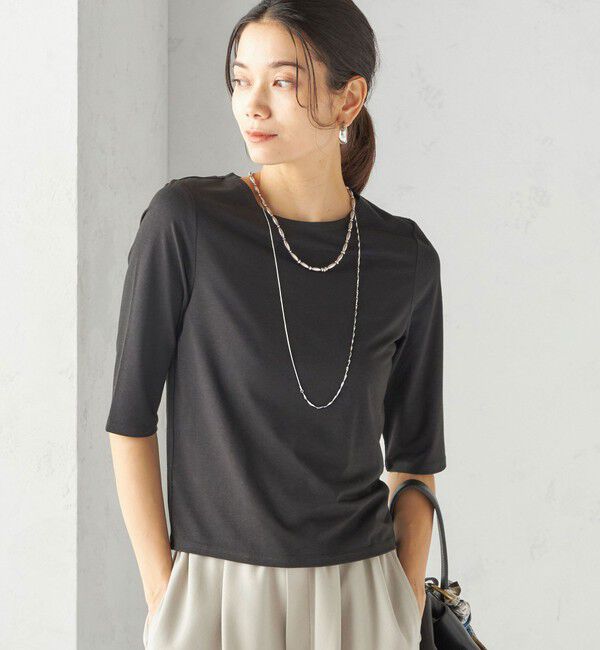 SHIPS for women「ソロナ 5分袖 TEE」|Tシャツ・カットソー|ブラック
