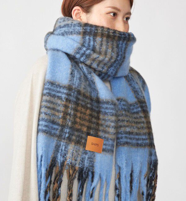 SHIPS「【WEB限定】SHIPS: ブークレ ボリューム マフラー (チェック)」|マフラー|