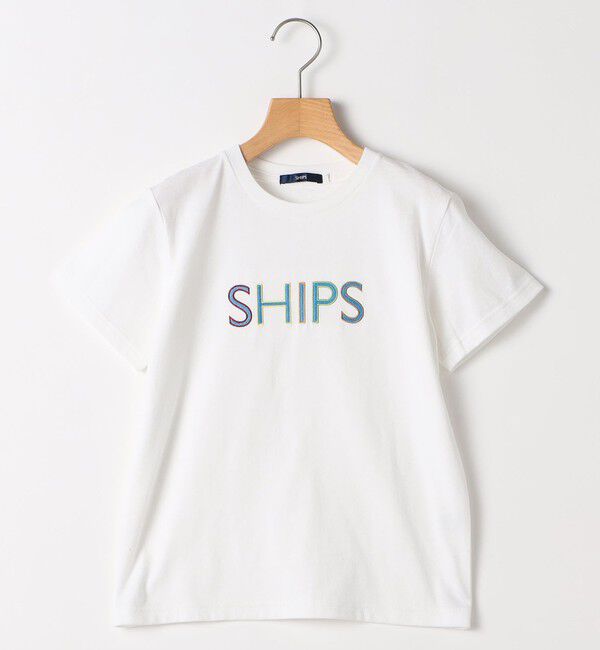 SHIPS KIDS「SHIPS KIDS:140～160cm / SHIPS ロゴ 半袖Tシャツ」|Tシャツ・カットソー|ライトホワイト