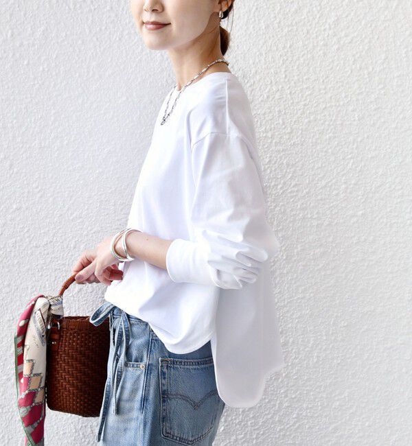 SHIPS for women「〈接触冷感 / UVカット / 手洗い可能〉ロング リブ ラウンド ヘム プルオーバー」|Tシャツ・カットソー|