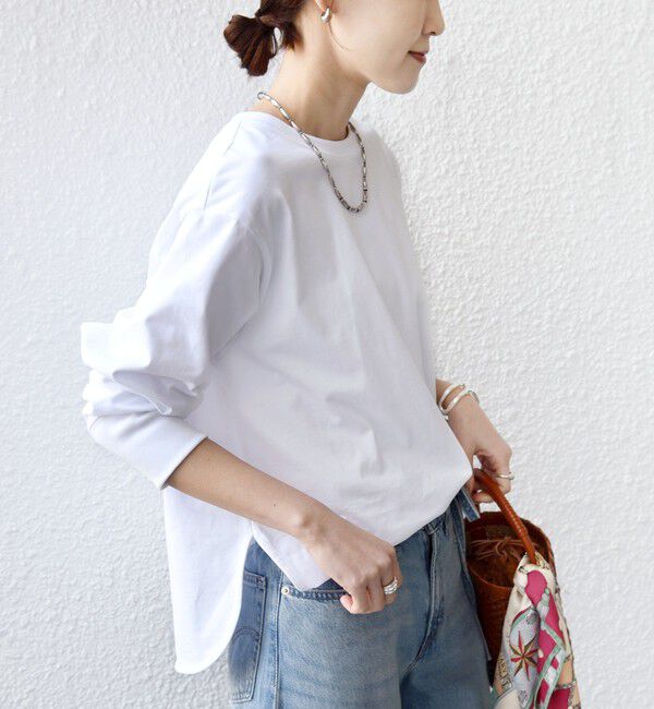 SHIPS for women「〈接触冷感 / UVカット / 手洗い可能〉ロング リブ ラウンド ヘム プルオーバー」|Tシャツ・カットソー|