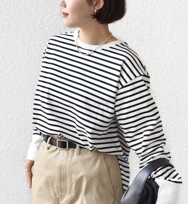 SHIPS for women「〈接触冷感 / UVカット / 手洗い可能〉ロング リブ ラウンド ヘム プルオーバー」|Tシャツ・カットソー|ブラック