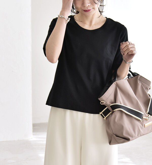 quaranciel「《予約》quaranciel:〈接触冷感/汗染み防止加工/洗濯機可能〉ベーシック コンパクト TEE」|Tシャツ・カットソー|