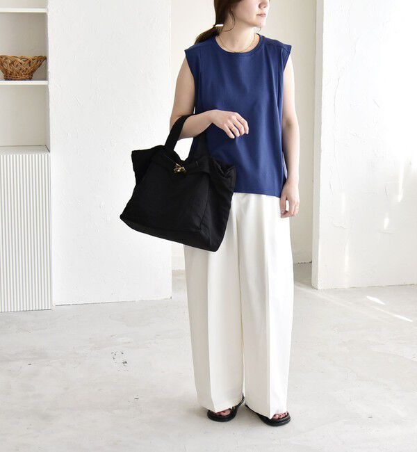 quaranciel「《予約》quaranciel:〈接触冷感/汗染み防止加工/洗濯機可能〉クルー ノースリーブ TEE」|Tシャツ・カットソー|