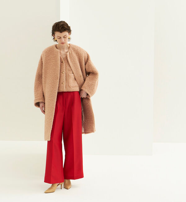 Ballsey「Diana 1タックワイドパンツ」|スラックス|35 レッド