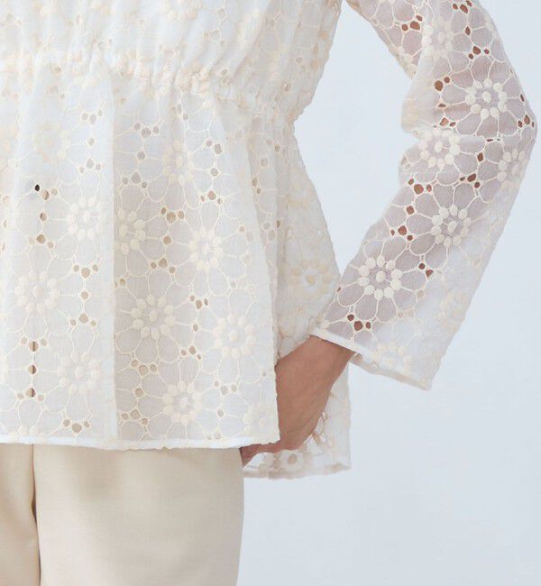 Ballsey「エンブロイダリーオーガンザ ウエストギャザーブラウス」|シャツ・ブラウス|