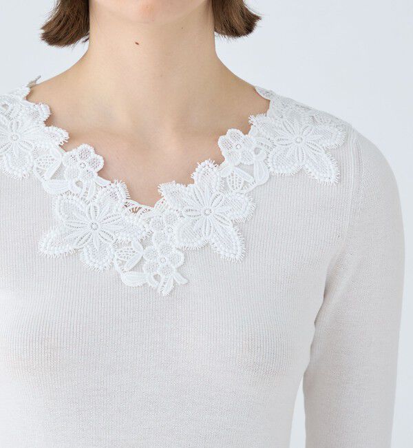 Ballsey「レーステープコンビ Vネックプルオーバー」|ニット・セーター|