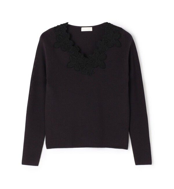 Ballsey「レーステープコンビ Vネックプルオーバー」|ニット・セーター|17 ダークグレー