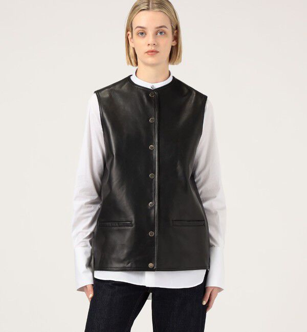 TOMORROWLAND BUYING WEAR「CINQUANTA METAL BUTTON レザーベスト」|ベスト・ジレ|