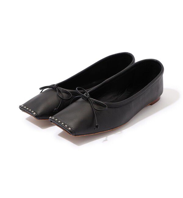 TOMORROWLAND GOODS「CHEMBUR SQ FLAT STUDS BALLET シューズ」|ローファー|19 ブラック