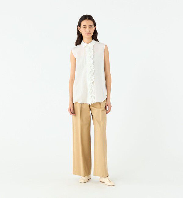 MACPHEE「テンセルリヨセルローン フロントフリルブラウス」|シャツ・ブラウス|