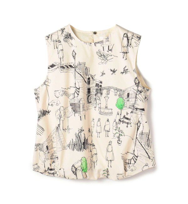 GALERIE VIE「グリーンスケーププリント ノースリーブブラウス」|シャツ・ブラウス|42 ライトベージュ系