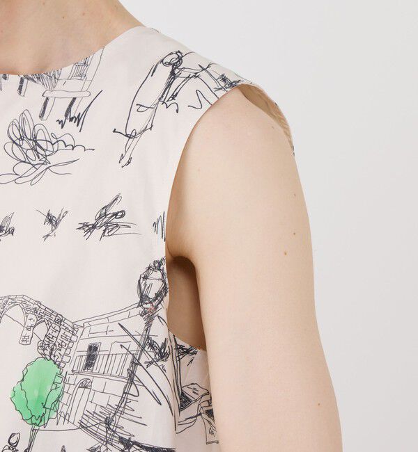 GALERIE VIE「グリーンスケーププリント ノースリーブブラウス」|シャツ・ブラウス|