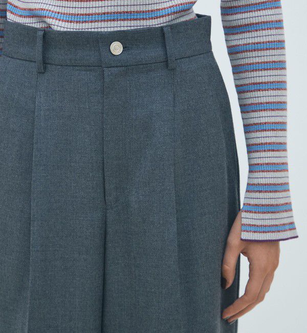 MACPHEE「ウールナチュラルストレッチ タックストレートパンツ」|スラックス|