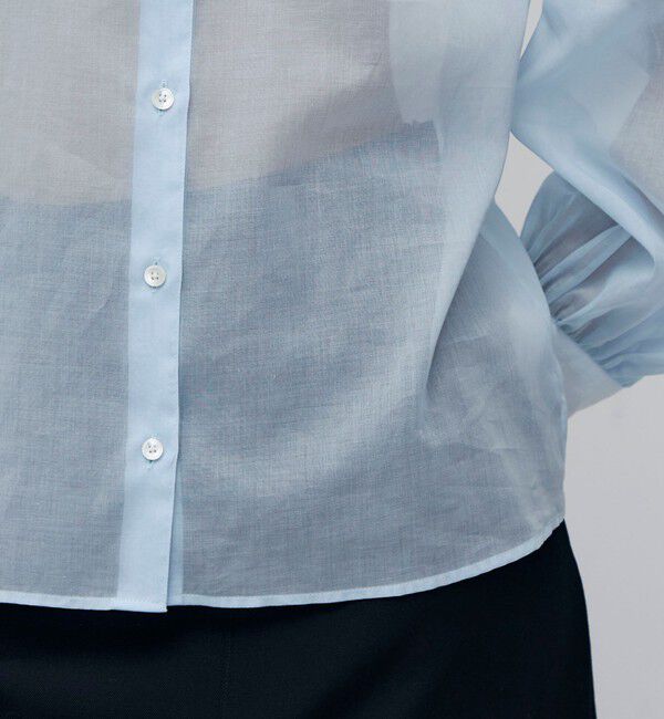 BACCA「コットンオーガンジー ギャザースリーブコンビシャツ」|シャツ・ブラウス|