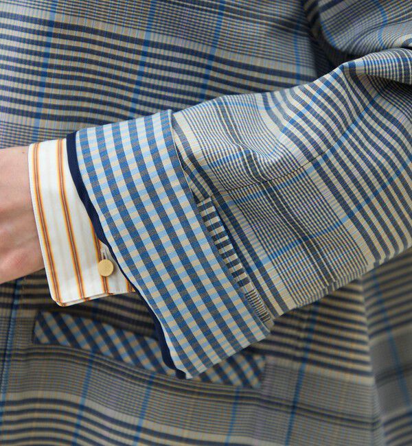 MACPHEE「トゥーサイドチェック ステンカラーショートコート」|ステンカラーコート|