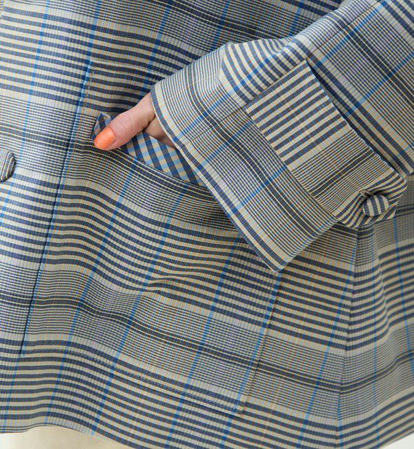 MACPHEE「トゥーサイドチェック ステンカラーショートコート」|ステンカラーコート|