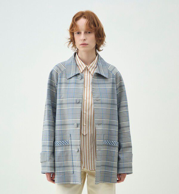 MACPHEE「トゥーサイドチェック ステンカラーショートコート」|ステンカラーコート|