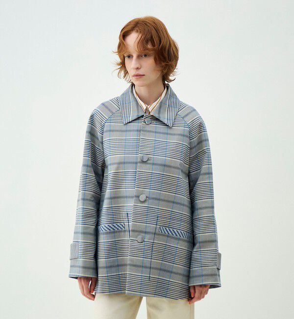 MACPHEE「トゥーサイドチェック ステンカラーショートコート」|ステンカラーコート|