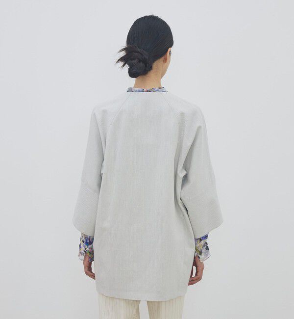 DES PRES「コットンオックスフォード キモノスリーブミディコート」|ノーカラーコート|