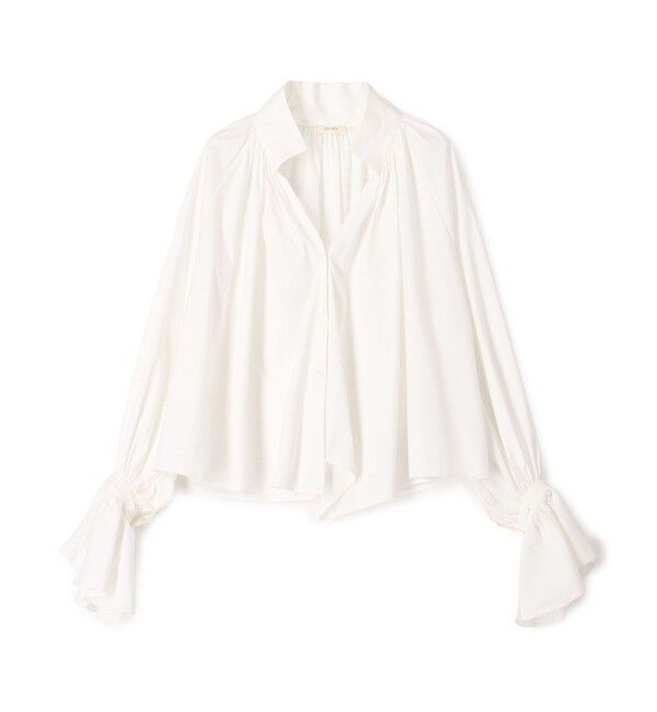 DES PRES「コットンストレッチポプリン ハイネックギャザーブラウス」|シャツ・ブラウス|11 ホワイト