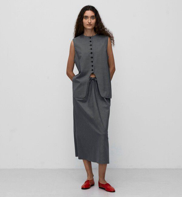 BACCA「ウールトロピカル ラウンドネックベスト」|ベスト・ジレ|