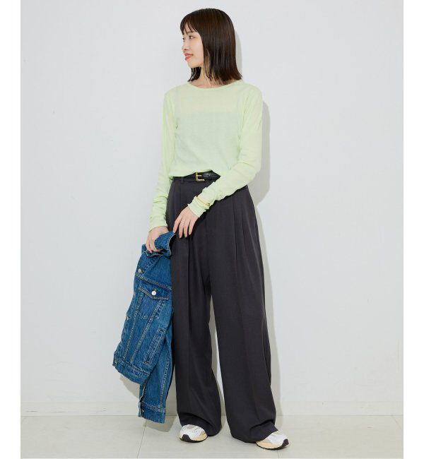 SLOBE IENA「《追加6/一部カラーWEB・店舗限定》miller  SLOBE別注 SHEER RIB クルーネック」|Tシャツ・カットソー|