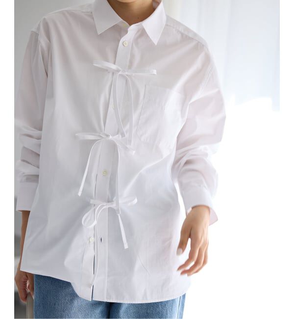 IENA「MA/RE/マレ RIBBON SHIRTS シャツ LIGHT COTTON 104 GR」|シャツ・ブラウス|