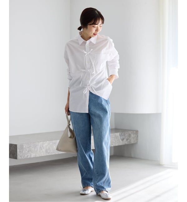 IENA「MA/RE/マレ RIBBON SHIRTS シャツ LIGHT COTTON 104 GR」|シャツ・ブラウス|