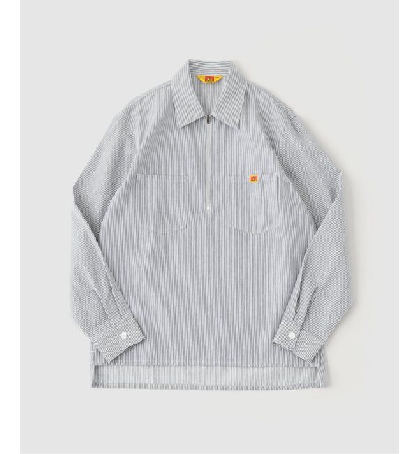 EDIFICE「BEN DAVIS（ベンデイビス）Mashup Stripe Half Zip Shirt」|シャツ・ブラウス|ブルー