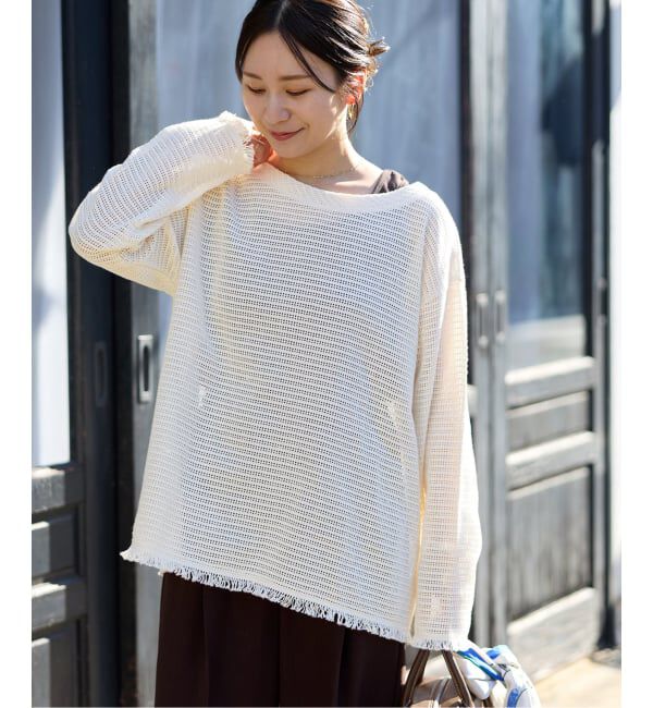 JOURNAL STANDARD「バスケットメッシュ ルーズブラウス」|シャツ・ブラウス|ホワイト