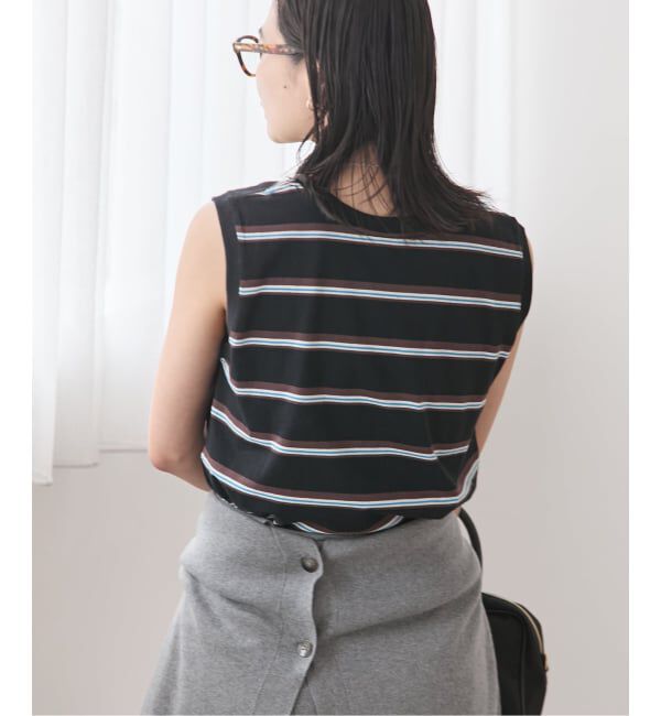 JOURNAL STANDARD「《予約》汗ジミ防止天竺ボーダーノースリーブ」|Tシャツ・カットソー|