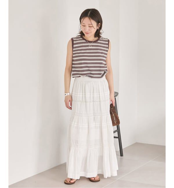 JOURNAL STANDARD「《予約》汗ジミ防止天竺ボーダーノースリーブ」|Tシャツ・カットソー|