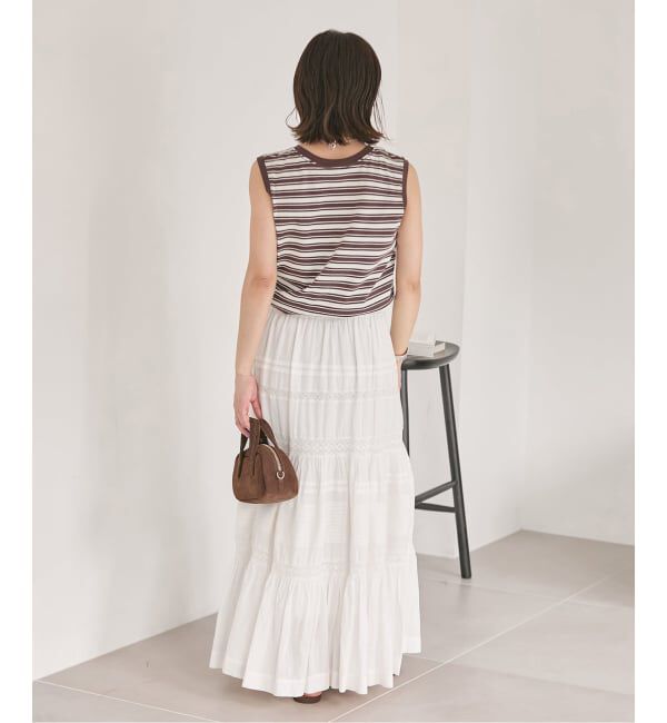 JOURNAL STANDARD「《予約》汗ジミ防止天竺ボーダーノースリーブ」|Tシャツ・カットソー|