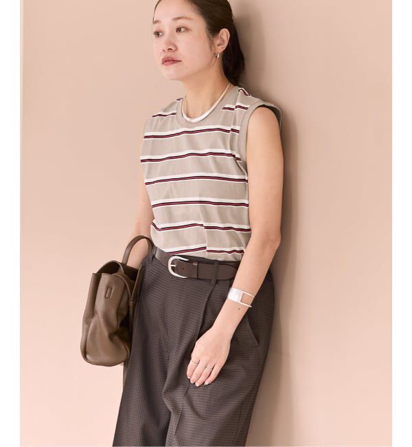 JOURNAL STANDARD「《予約》汗ジミ防止天竺ボーダーノースリーブ」|Tシャツ・カットソー|