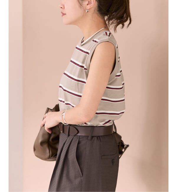 JOURNAL STANDARD「《予約》汗ジミ防止天竺ボーダーノースリーブ」|Tシャツ・カットソー|