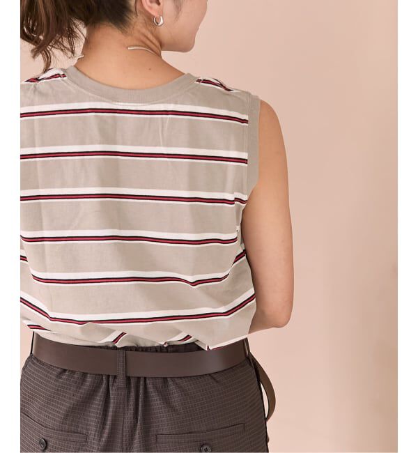 JOURNAL STANDARD「《予約》汗ジミ防止天竺ボーダーノースリーブ」|Tシャツ・カットソー|