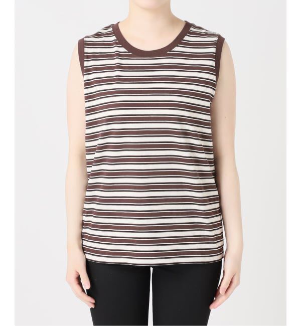 JOURNAL STANDARD「《予約》汗ジミ防止天竺ボーダーノースリーブ」|Tシャツ・カットソー|