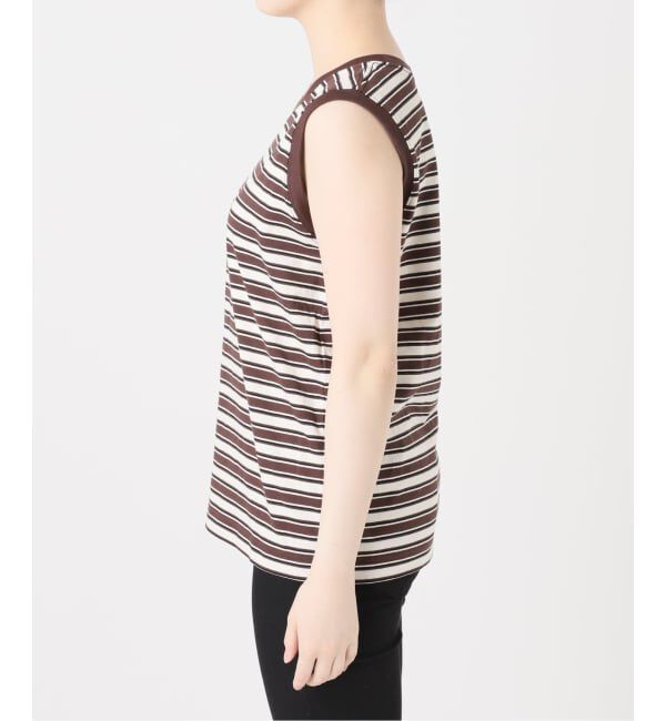 JOURNAL STANDARD「《予約》汗ジミ防止天竺ボーダーノースリーブ」|Tシャツ・カットソー|