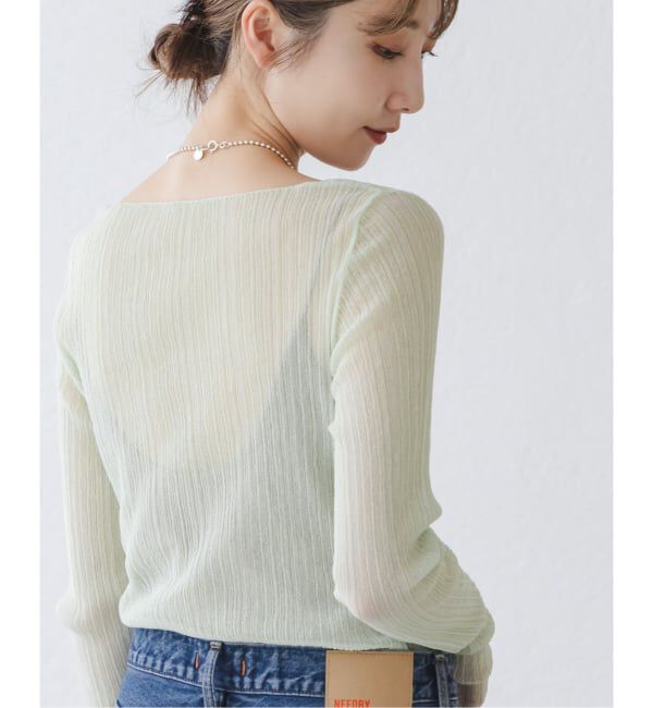 NOBLE「《WEB限定カラー》シアーホリゾンタルリブニット」|ニット・セーター|