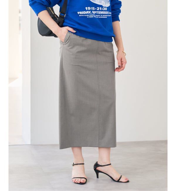 Spick and Span「ドライトロIラインスカート」|スカート|グレーB