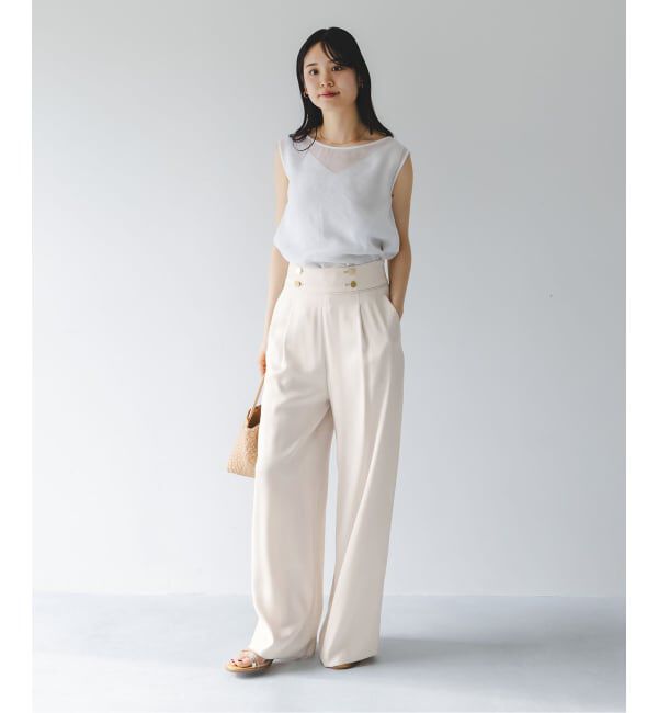 NOBLE「《予約・セットアップ対応》ワイドヨークサテンマリンパンツ」|スラックス|