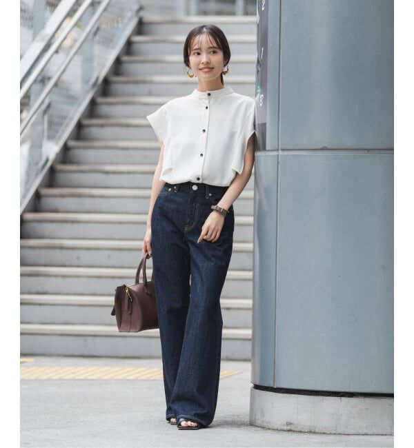 NOBLE「《WEB限定追加予約》【洗える】スクエアースリーブフロントオープンブラウス」|シャツ・ブラウス|