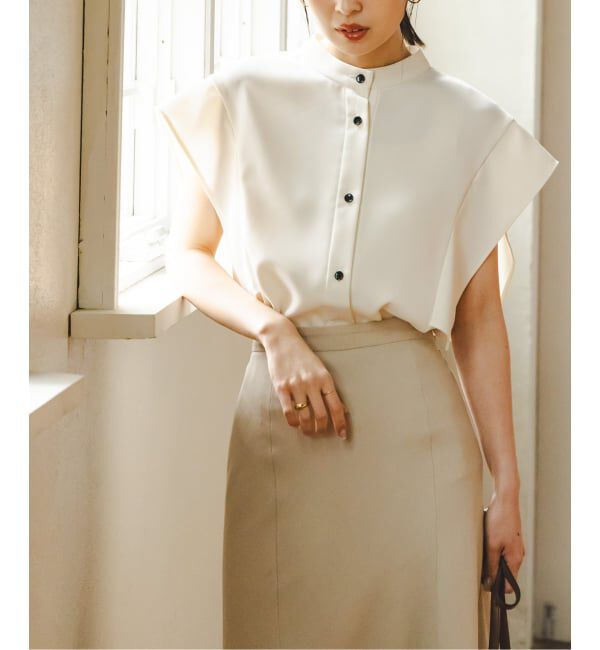 NOBLE「《WEB限定追加予約》【洗える】スクエアースリーブフロントオープンブラウス」|シャツ・ブラウス|